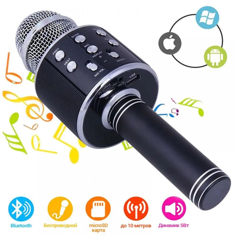 Караоке Мікрофон-колонка WS858 Black