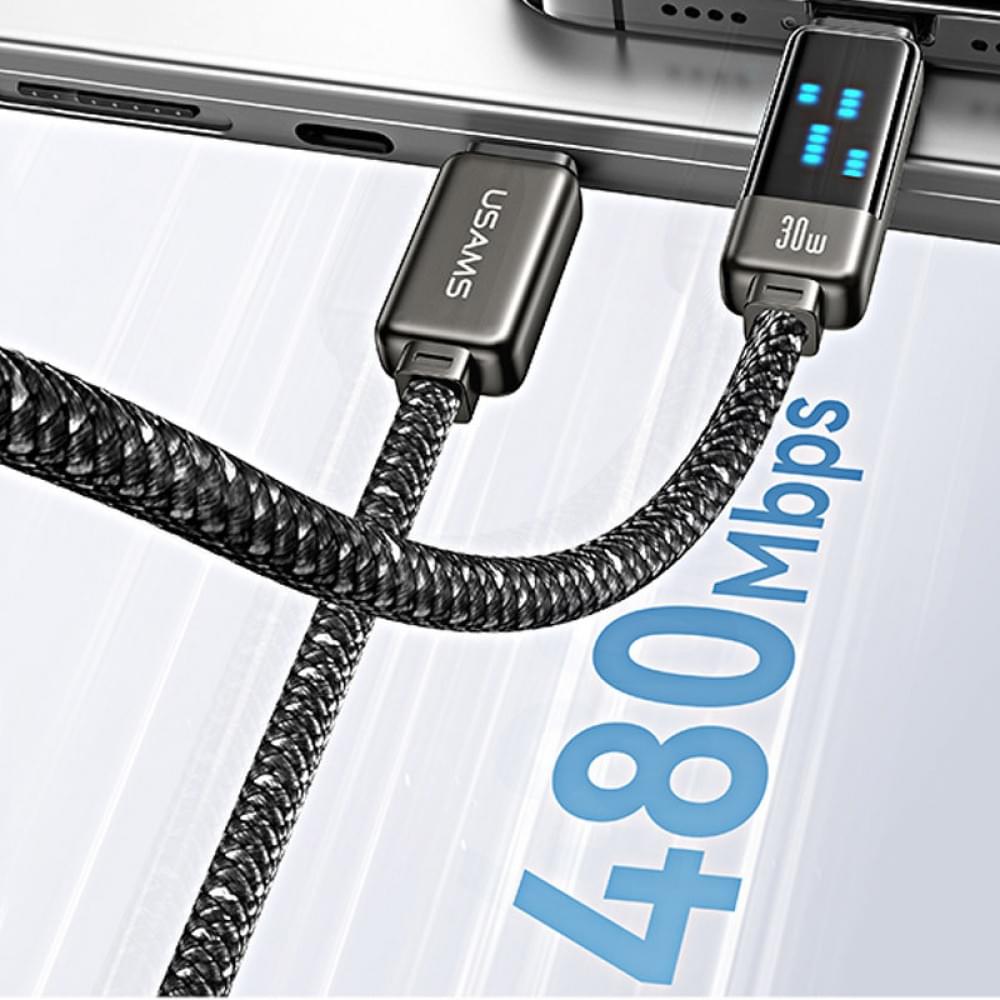 Дата кабель Usams US-SJ744 Meteor Ser. Type-C to Type-C 100W (1.2m) Tarnish