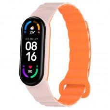 Ремінець Dual-color Magnetic для Xiaomi Mi Band 7/6/5/4/3 Light Pink / Orange
