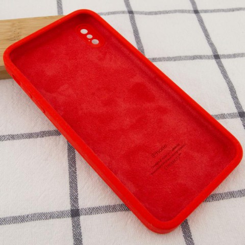 Чохол Silicone Case Square Full Camera Protective (AA) для Apple iPhone X / XS (5.8") Червоний / Red