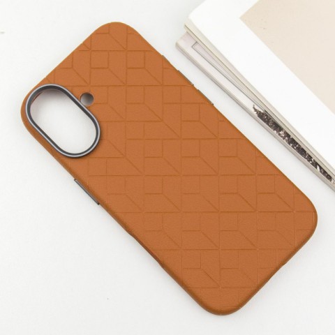 Шкіряний чохол Carved with MagSafe для Apple iPhone 16 (6.1") Orange