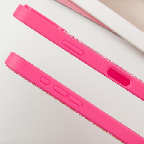 TPU чохол Bling World Rock Diamond для Apple iPhone 16 Pro (6.3") Яскраво-рожевий