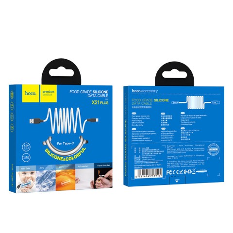 Дата кабель Hoco X21 Plus Silicone Type-C Cable (1m) Чорний / Білий