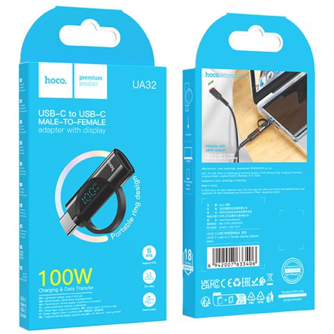 Перехідник Hoco UA32 Type-C male to Type-C female display adapter Black