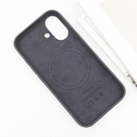Чохол Silicone case (AAA) with Magsafe and Animation (button) для Apple iPhone 16 (6.1") Black