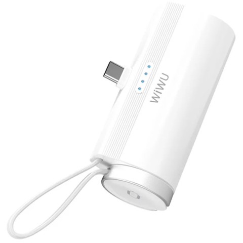 Портативний ЗП Power Bank WIWU W026 2 in 1 Type-C з БЗП For Apple Watch 15W 5000 mAh White