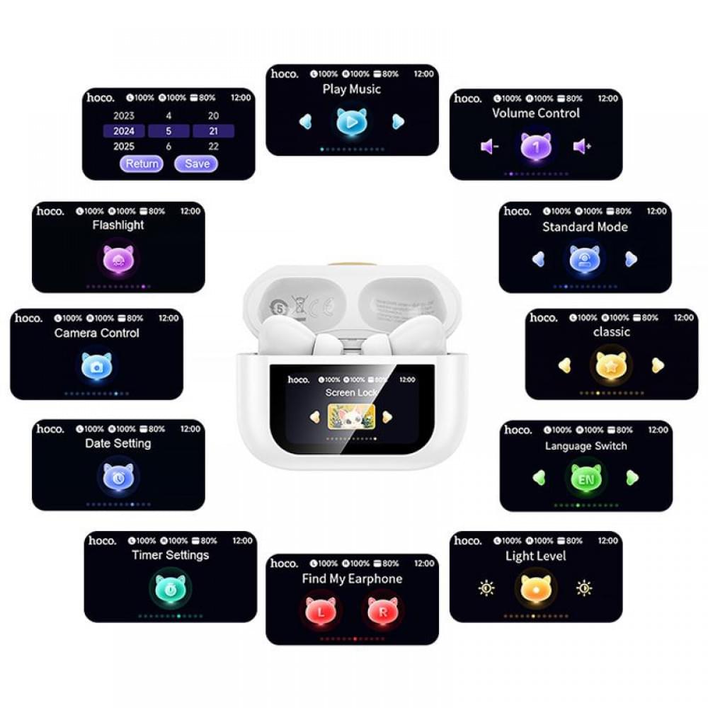 Бездротові TWS навушники Hoco EW88 Rampino with Touch Screen ANC White