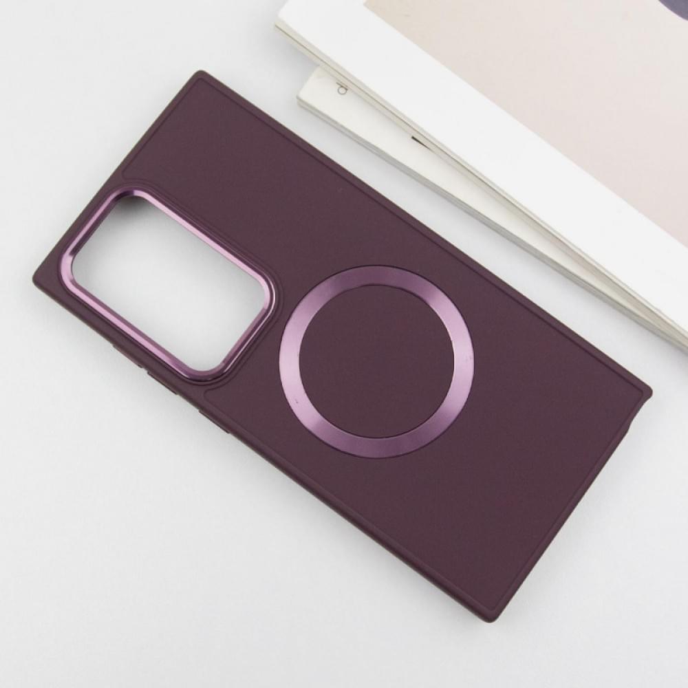 TPU чохол Bonbon Metal Style with MagSafe для Samsung Galaxy S24 Ultra Бордовий / Plum