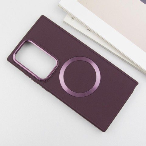 TPU чохол Bonbon Metal Style with MagSafe для Samsung Galaxy S24 Ultra Бордовий / Plum