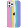 Чохол Silicone case Full Rainbow для Apple iPhone 13 Pro (6.1") Рожевий / Бузковий