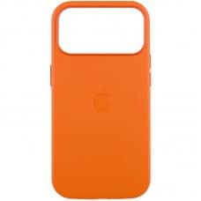 Шкіряний чохол Leather Case (AAA) with MagSafe and Animation для Apple iPhone 17 Pro (6.3") Orange