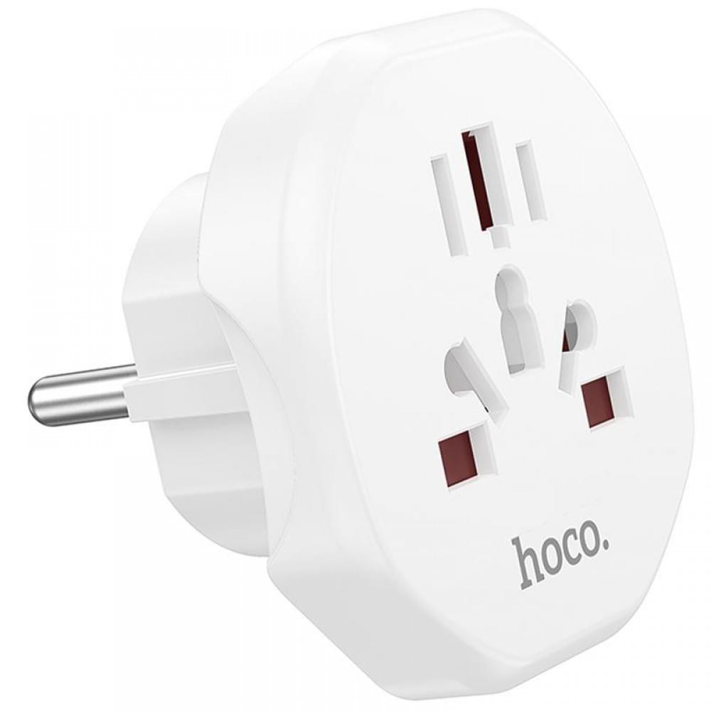 Сетевой універсальний перехідник Hoco AC6 3in1 (EU) White