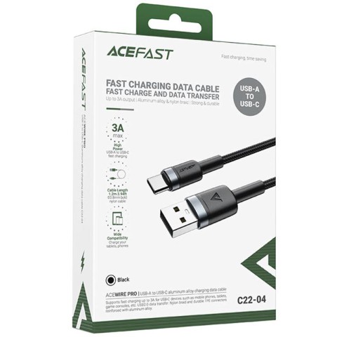 Дата кабель Acefast C22-04 USB to Type-C 60W (1.2m) Black