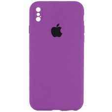 Чохол Silicone Case Square Full Camera Protective (AA) для Apple iPhone X / XS (5.8") Фіолетовий / Grape