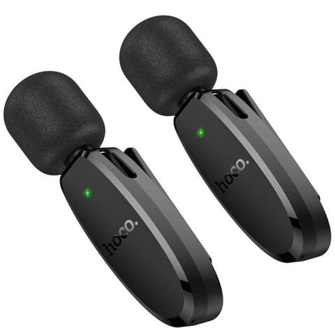 Петличний бездротовий мікрофон Hoco L15 Dual-mic clip-on wireless digital (Lightning/Type-C) Black
