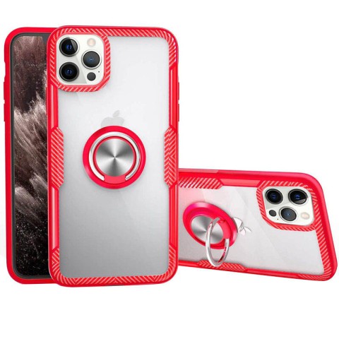 TPU+PC чохол Deen CrystalRing for Magnet (opp) для Apple iPhone 13 Pro (6.1") Безбарвний / Червоний