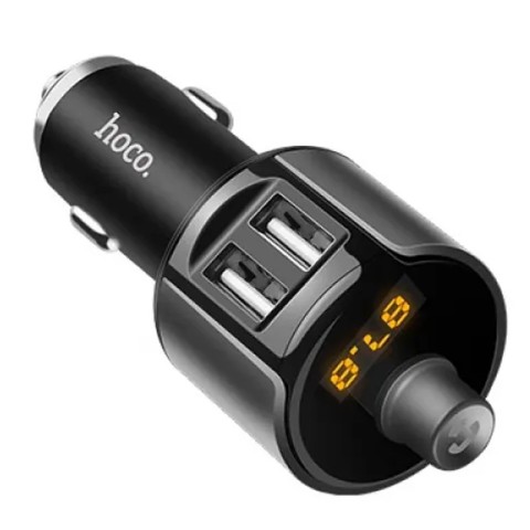 АЗП FM модулятор Hoco E19 (2USB 2.4А) Чорний / Сірий