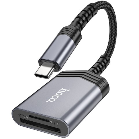 Картридер Hoco UA25 2in1 Type-C Metal gray