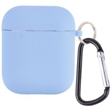 Силіконовий футляр з мікрофіброю для навушників Airpods 1/2 Блакитний / Lilac Blue