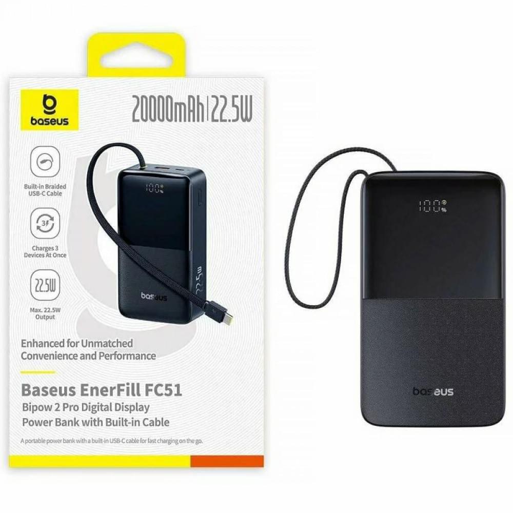 Портативний ЗП Power Bank Baseus EnerFill FC51 Bipow2 Pro 22.5W 20000 mAh (E00277) Black