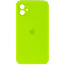 Чохол Silicone Case Square Full Camera Protective (AA) для Apple iPhone 11 (6.1") Салатовий / Neon green