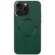 Шкіряний чохол Bonbon Leather Metal Style with MagSafe для Apple iPhone 12 Pro / 12 (6.1") Зелений / Pine green
