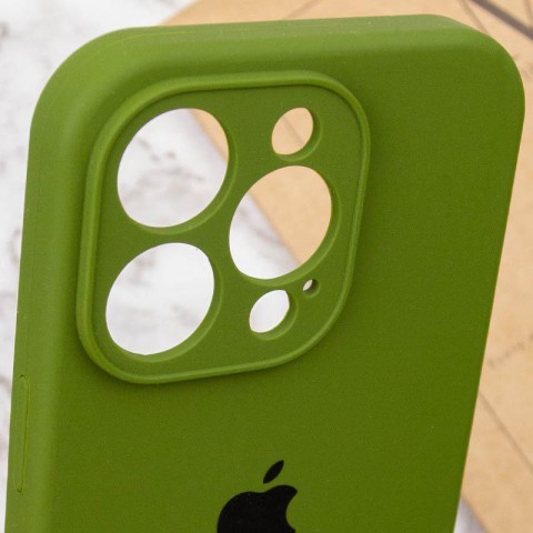 Чохол Silicone Case Full Camera Protective (AA) для Apple iPhone 15 Pro (6.1") Зелений / Dark Olive
