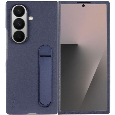 Шкіряний чохол Leather Case (AAA) with stand для Samsung Galaxy Z Fold7 Navy