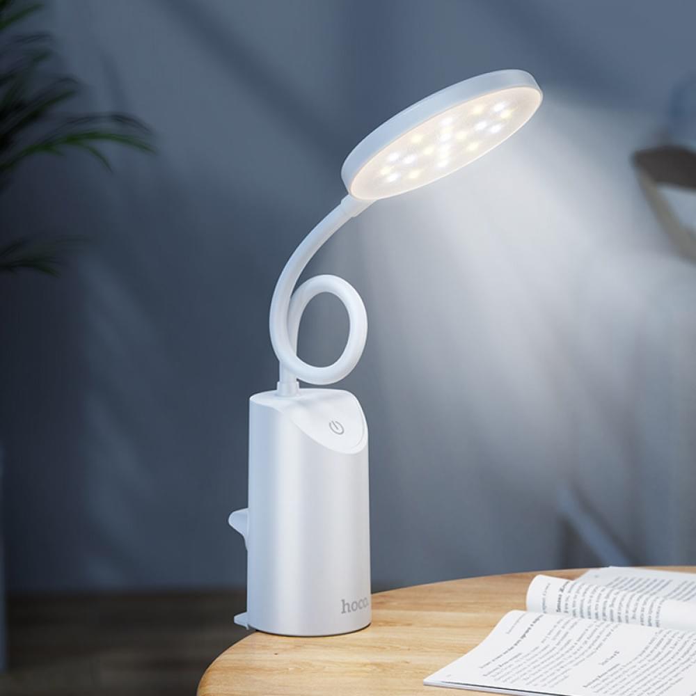 Настільна LED лампа Hoco HX10 Clip table lamp (1200mAh) White