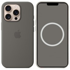 Чохол Silicone case (AAA) with Magsafe and Animation для Apple iPhone 16 Pro (6.3") Stone Grey