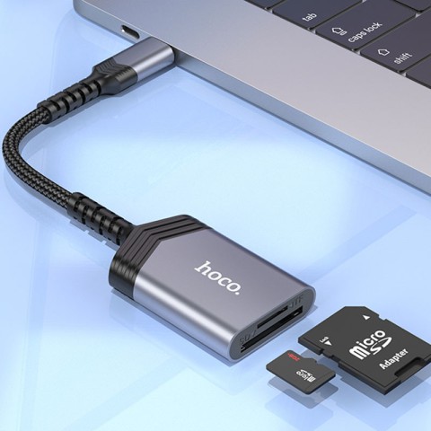 Картридер Hoco UA25 2in1 Type-C Metal gray