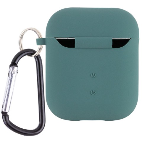 Силіконовий футляр з мікрофіброю для навушників Airpods 1/2 Зелений / Pine green