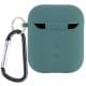 Силіконовий футляр з мікрофіброю для навушників Airpods 1/2 Зелений / Pine green