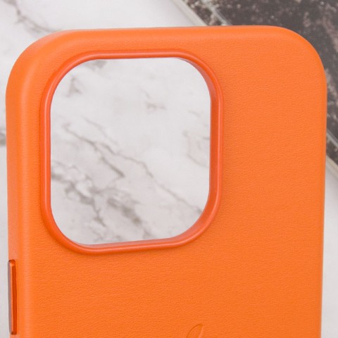 Шкіряний чохол Leather Case (AAA) with MagSafe and Animation для Apple iPhone 14 Pro Max (6.7") Orange