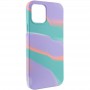 Чохол Silicone case full Aquarelle для Apple iPhone 12 Pro / 12 (6.1") Бирюзово-бузковий