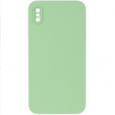 Silicone Case Square Full Camera Protective (AA) NOLOGO для Apple iPhone X / XS (5.8") М'ятний / Mint