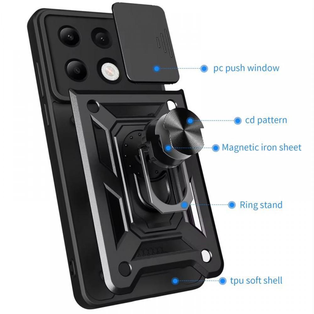 Чохол Ummi Camshield Serge Ring для Xiaomi Redmi Note 13 Pro 4G / 14s / Poco M6 Pro 4G Чорний