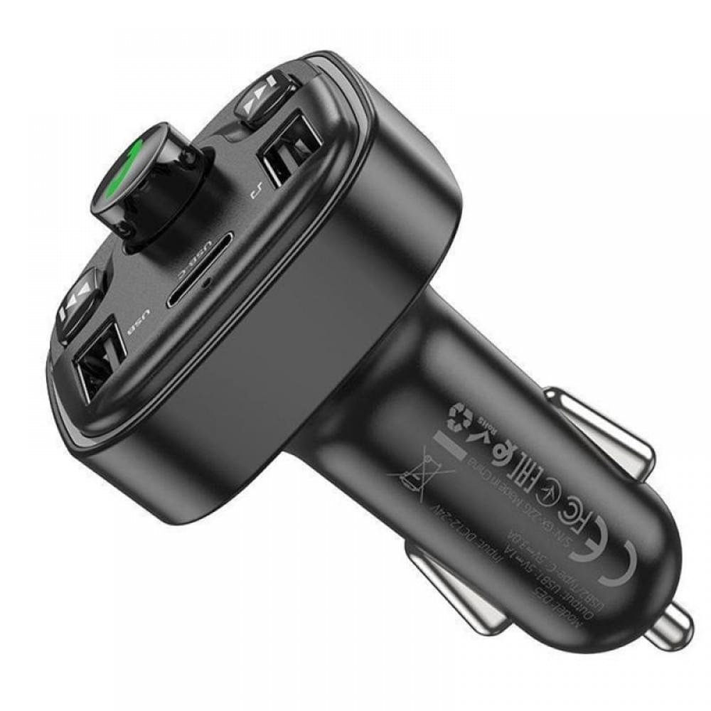 АЗП FM модулятор Hoco DE5 PD20W+QC3.0 (2USB-A/1C) Black