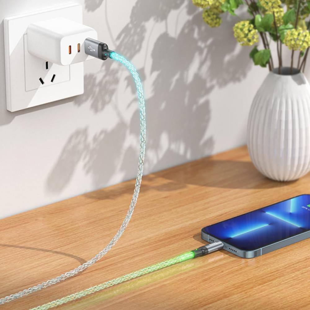 Дата кабель Hoco U112 Shine 2.4A USB to Lightning (1m) Gray