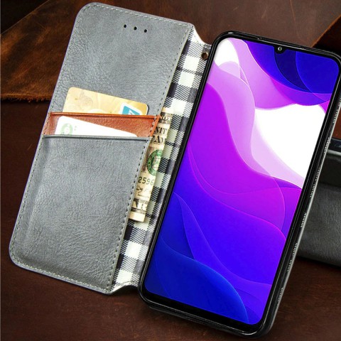 Шкіряний чохол-книжка GETMAN Cubic (PU) для Xiaomi Redmi 9A Сірий