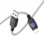 Дата кабель Hoco U124 Stone silicone power-off USB to Lightning Black