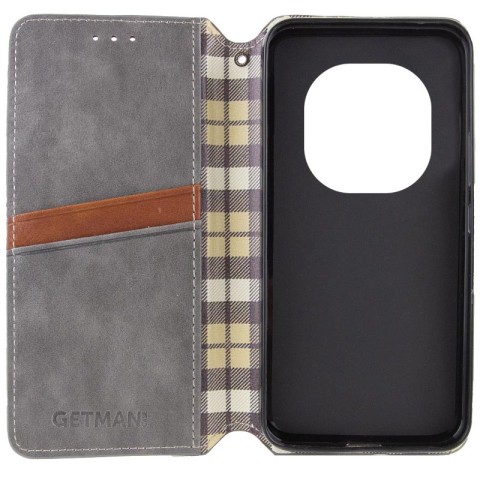 Шкіряний чохол-книжка GETMAN Cubic (PU) для Xiaomi Redmi Note 14 Pro 4G Сірий