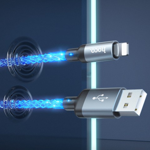 Дата кабель Hoco U112 Shine 2.4A USB to Lightning (1m) Gray