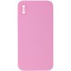 Чохол Silicone Case Square Full Camera Protective (AA) NOLOGO для Apple iPhone XS Max (6.5") Рожевий / Light pink