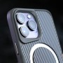 TPU+PC чохол Metal Buttons with MagSafe Carbon Ring для Apple iPhone 15 Pro Max (6.7") Сірий