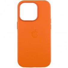 Шкіряний чохол Leather Case (AAA) with MagSafe and Animation для Apple iPhone 14 Pro (6.1") Orange