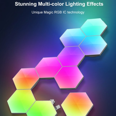 Модульный настінний світильник LED RGB 5V соты SAL-011B 10pcs Bluetooth USB with app White