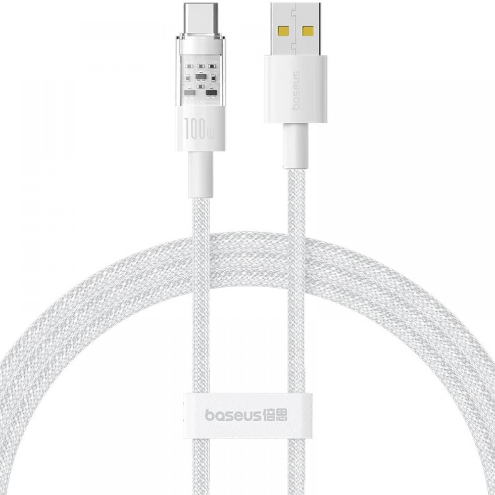 Дата кабель Baseus Gem Fast Charging USB to Type-C 100W (2m) (P10373002111) Moon White Дата кабель Baseus Gem Fast Charging USB to Type-C 100W (2m) (P10373002111) Moon White