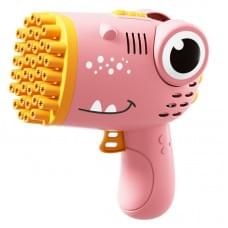 Пістолет для мильних бульбашок Dinosaur Bubble Gun з насадкою на 40 отворів 50ml Pink