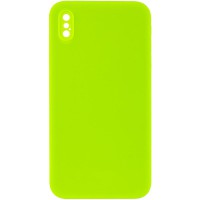 Чохол Silicone Case Square Full Camera Protective (AA) NOLOGO для Apple iPhone X / XS (5.8") Салатовий / Neon green